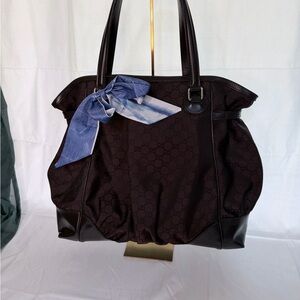Gucci GG Nylon Large Full Moon Brown Tote Bag